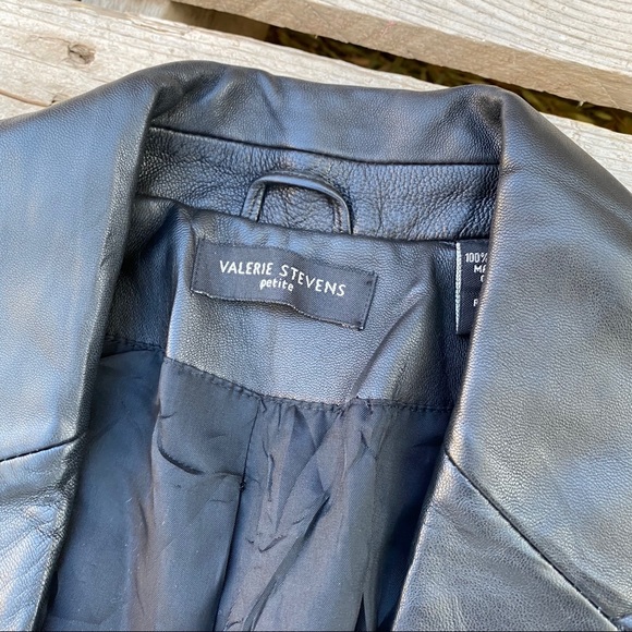 Valerie Stevens black leather jacket petite PM - Picture 4 of 6